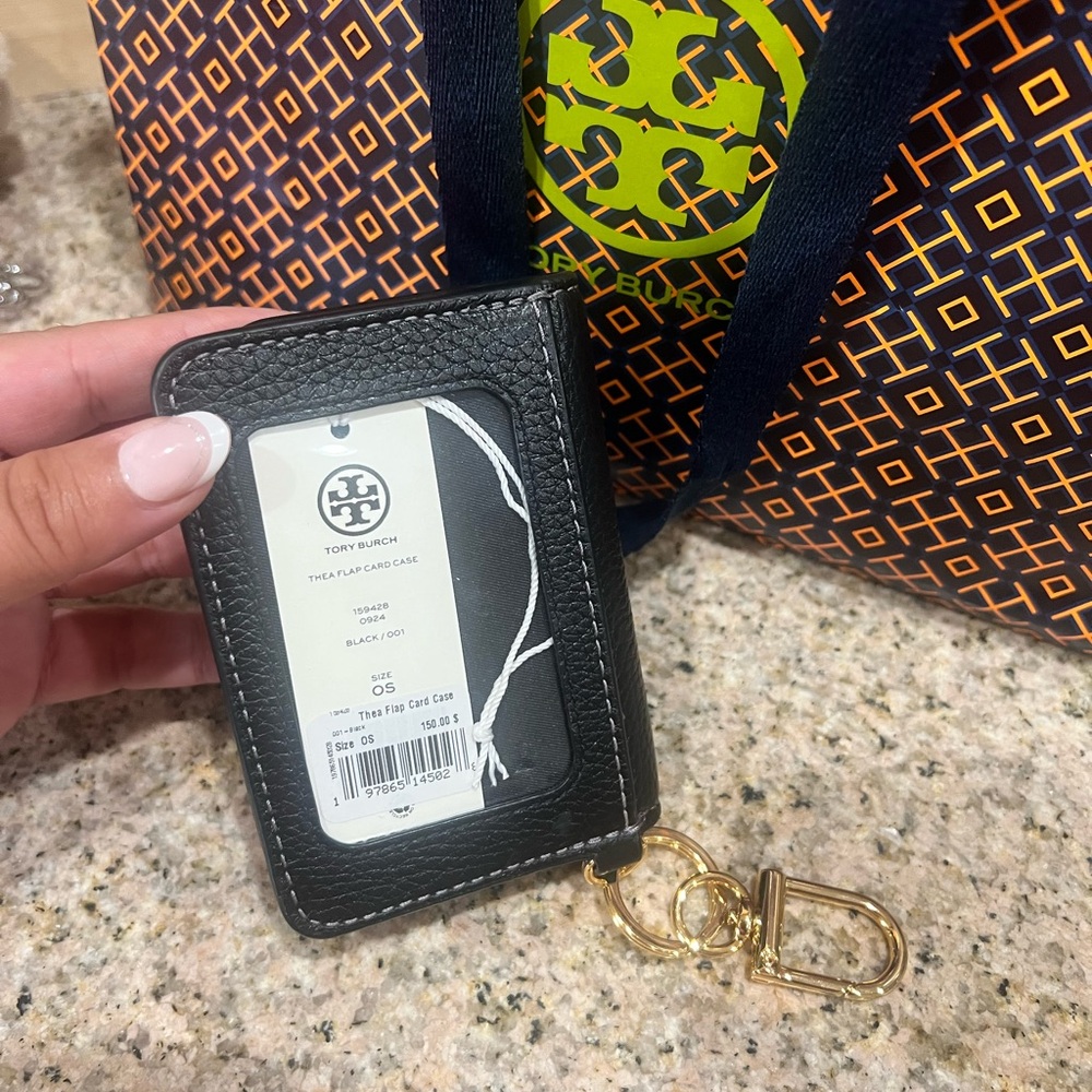 Tory Burch Black Leather Wallet with Gold Accents - Picture 5 of 7
